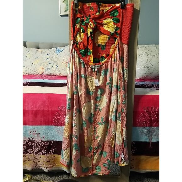 Almost Famous Red Floral Dress with Large Yellow Flowers - Picture 8 of 8